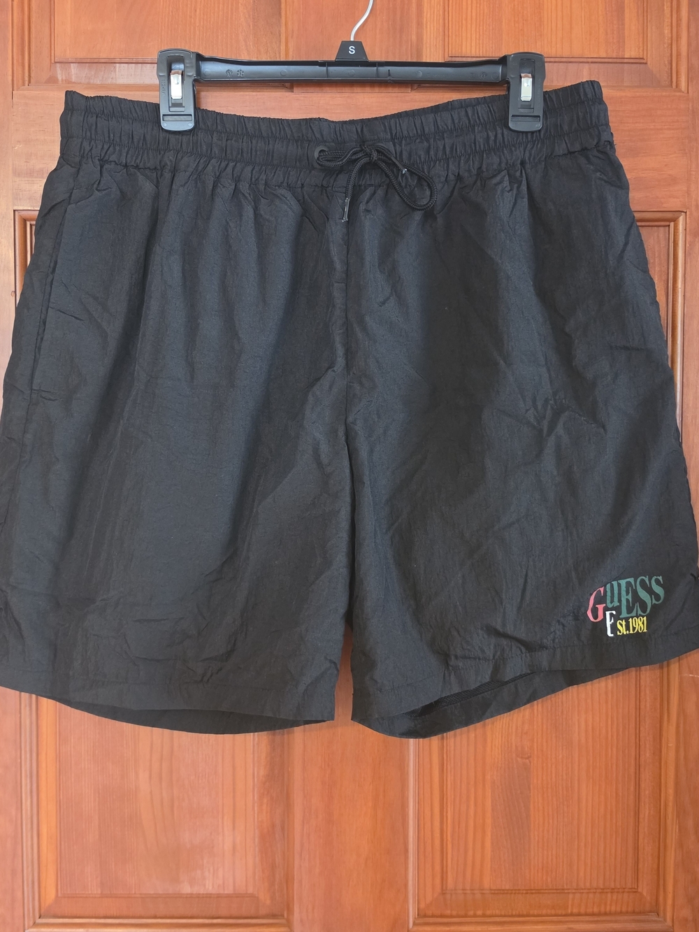 GUESS Black Men’s Swim Shorts with Multicolor Logo